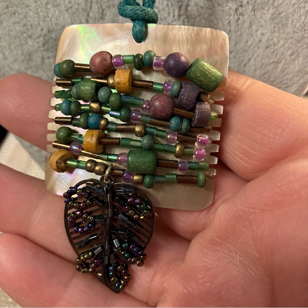 Caracol Boho Mother of Pearl Leaf Beaded Necklace
